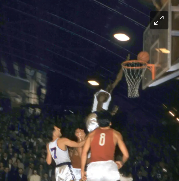 Basketball: 1956 Summer Olympics: Rear view of USA Bill Russell (6) in action vs Soviet Union during Men's Group B game at Exhibition Building. Melbourne, Australia 11/22/1956--12/1/1956 CREDIT: Richard Meek (Photo by Richard Meek /Sports Illustrated via Getty Images) (Set Number: X4259 TK16 F6)