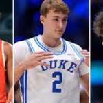 Noah Penda, Cooper Flagg et Hugo Gonzalez. Scouts.