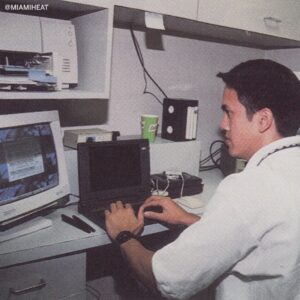Erik Spoelstra en tant qu'analyste vidéo statistiques. Crédit : SportsCenter