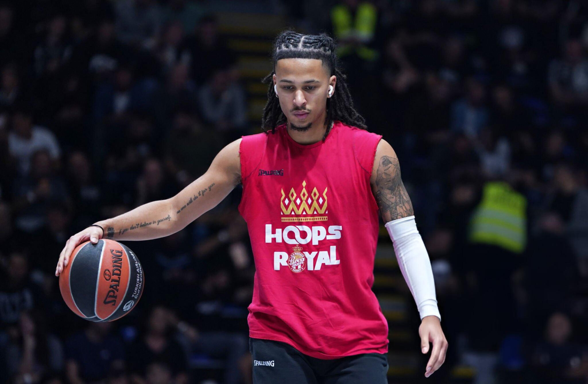 Matthew Strazel tourne cette saison à 6,1 points et 1,0 assist en 18 minutes en Euroleague. Crédit : Nikola Krstic/MB Media via Getty Images