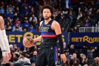 Cade Cunningham #2 of the Detroit Pistons looks to pass the ball during the game against the Minnesota Timberwolves on January 4, 2025 at Little Caesars Arena in Detroit, Michigan. Chris Schwegler, NBAE via Getty Images/AFP