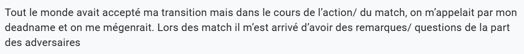 3ème témoignage sondage transidentité dans le sport